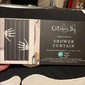 RtA Black and White Embroidered Shower Curtain